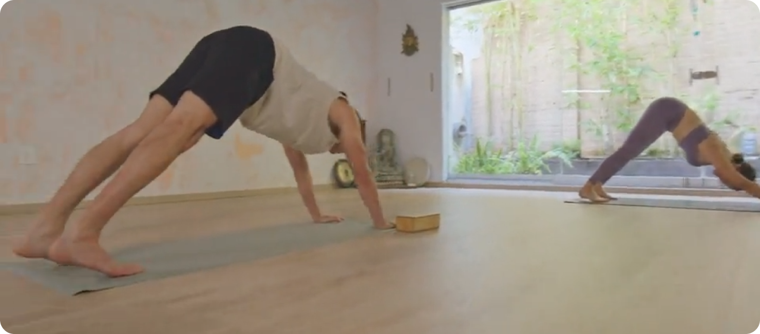 A group taking part in a yoga class