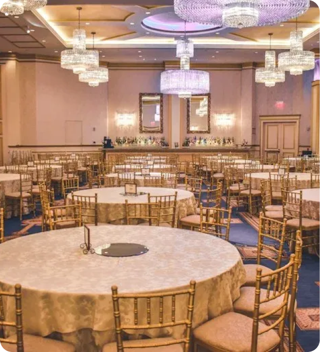 An event venue prepared for guests