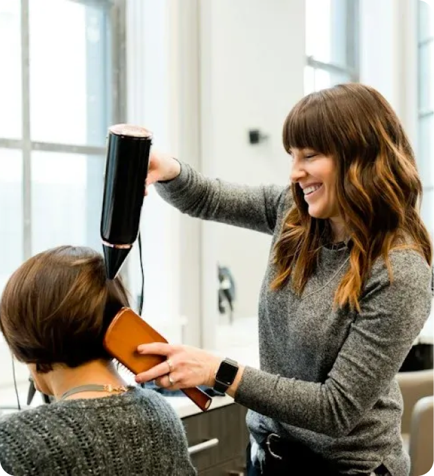 A stylist working in a salon