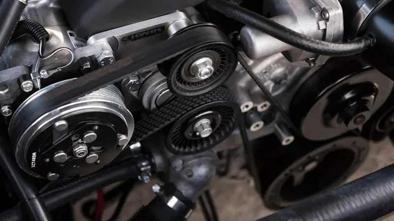 A car engine ready for maintenance
