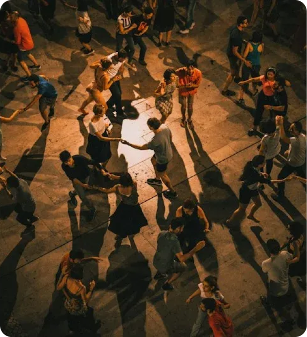 Guests taking part in a dance activity