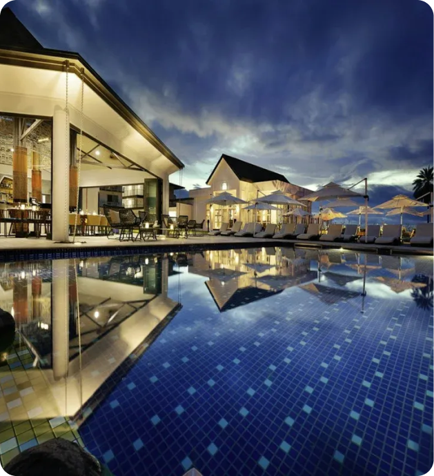 A resort with pool and guest facilities