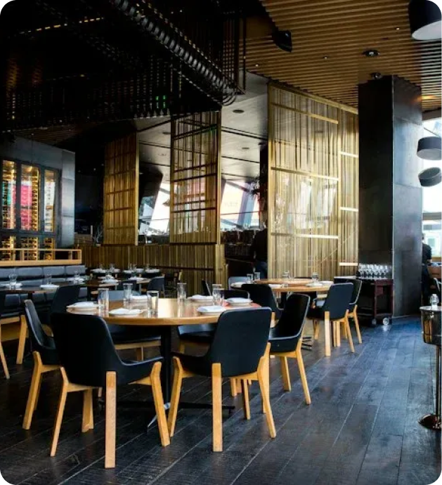 Restaurant tables prepared for guests
